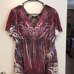 Beautiful blouse for work or going out and jewels on the front size 2x